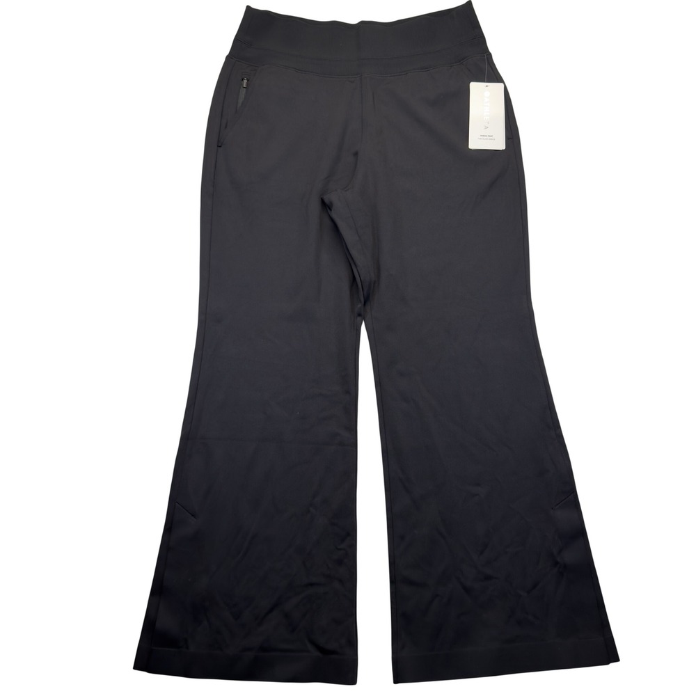 Athleta Venice Wide Leg Pant NWT Womens L Black High Rise Zip Pockets